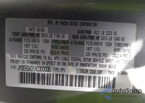 2010 Mazda Cx-7 S Touring z USA, uszkodzony, nr VIN JM3ER2W31A0300096